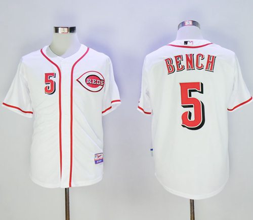 Reds #5 Johnny Bench White Cool Base Stitched MLB Jersey